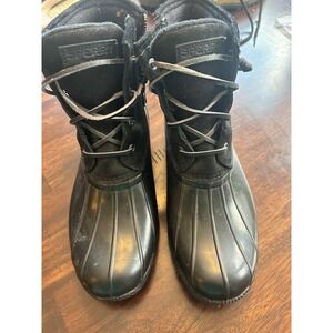 Sperry Saltwater Black Suede Waterproof Duck Boots STS98304 Womens 8.5 M